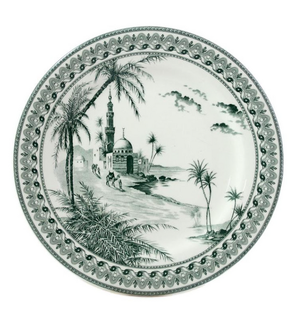 Les Dépareillées green Vue D'Orient dessert plate-set of 2