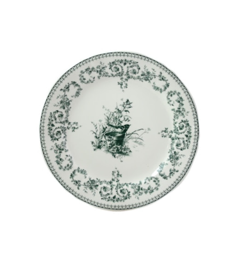 Les Dépareillées green osieau bread plate- set of 4