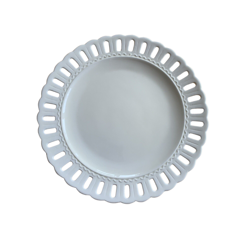 White lace dinner plate